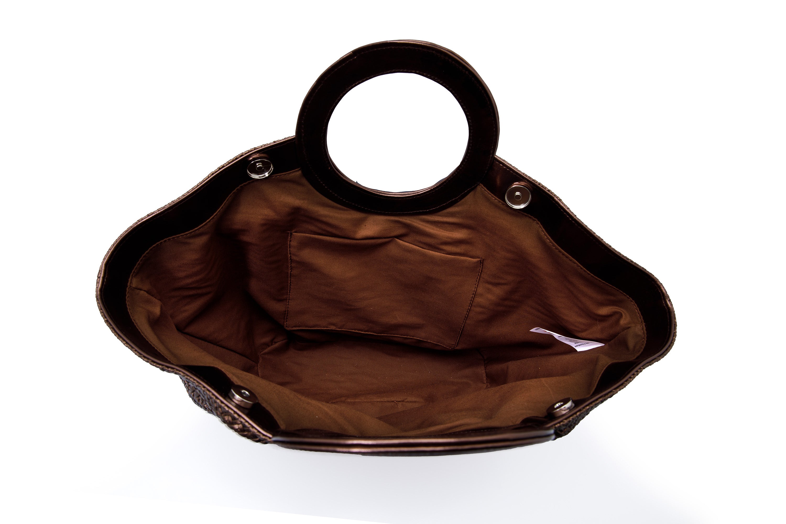 Top Handle Shimmer Fan Tote Bag - Shimmery Brown