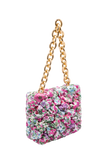 Recycelte gesteppte Handtasche – Flieder