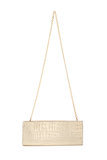 Textured Vegan Leather Clutch Bag - Gold