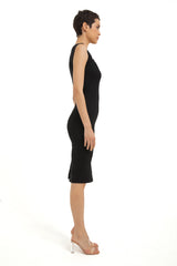 Ponte-Kleid mit herzförmigem Ausschnitt – Schwarz