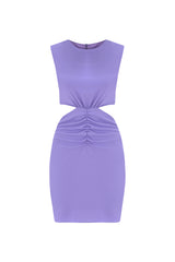 Cut Out Crepe Mini Dress - Lilac