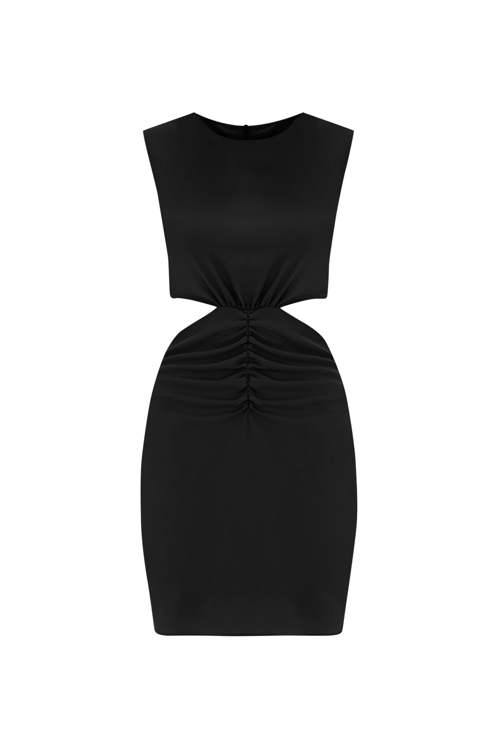 Cut Out Crepe Mini Dress - Black