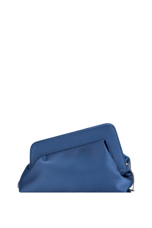 Asymmetrical Satin Clutch Bag - Blue