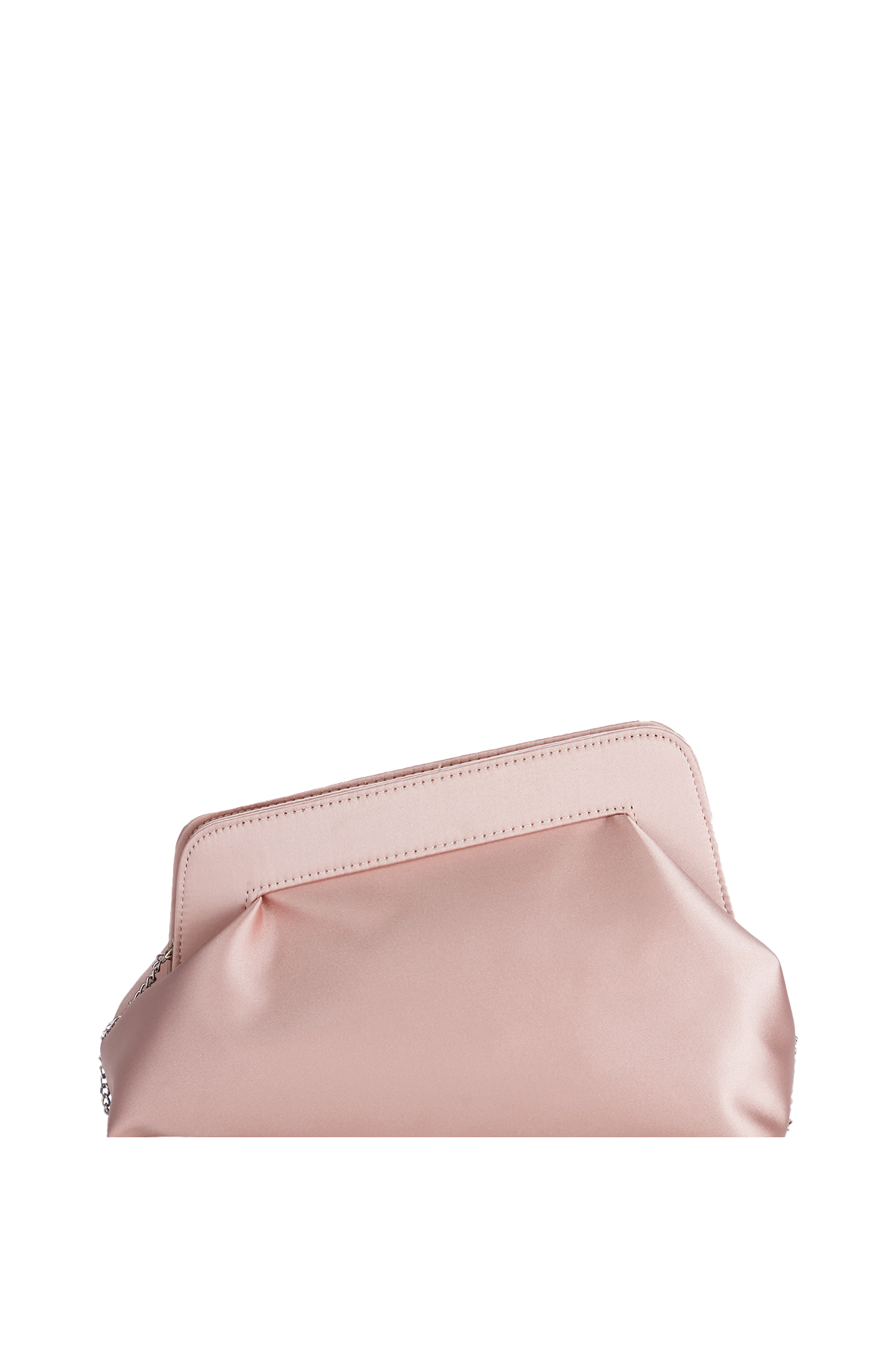 Asymmetrical Satin Clutch Bag - Nude