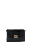Sac bandoulière croco - Noir