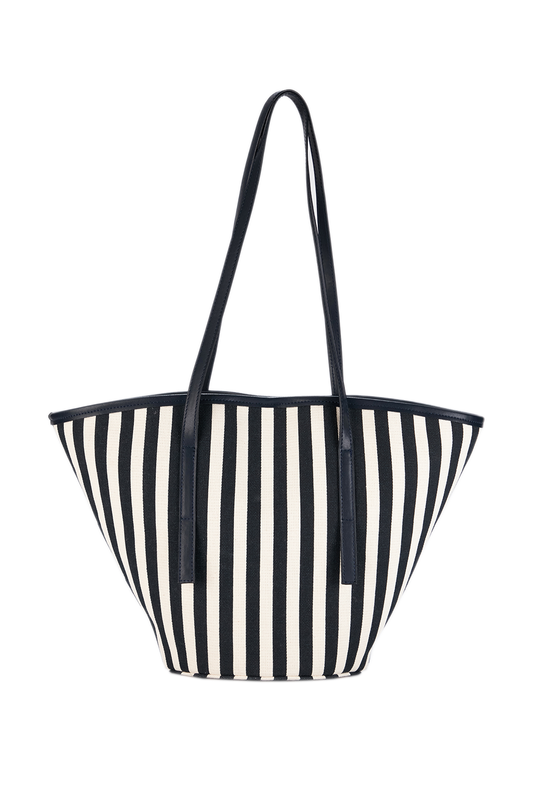 Black and white beach top tote
