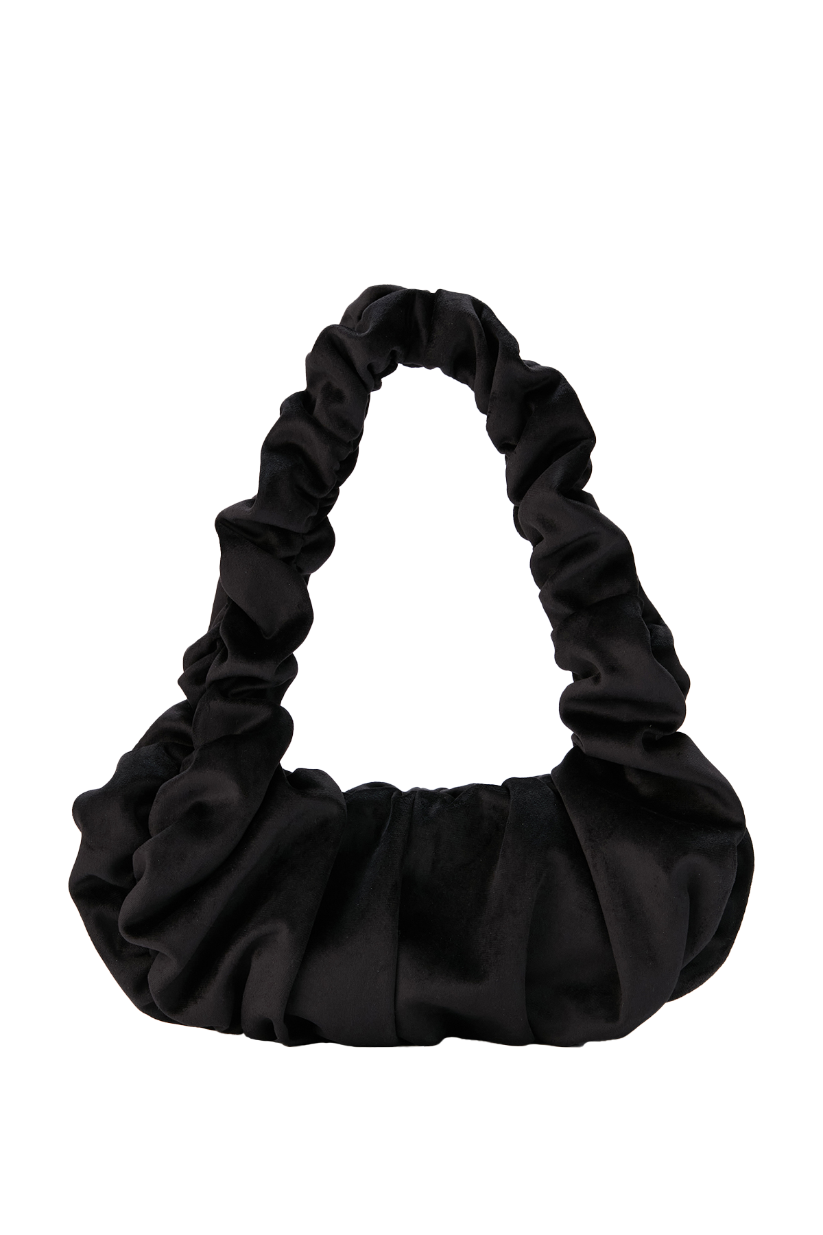 Velvet Croissant Hand Bag - Black