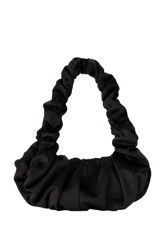 Croissant-Handtasche aus Samt – Schwarz