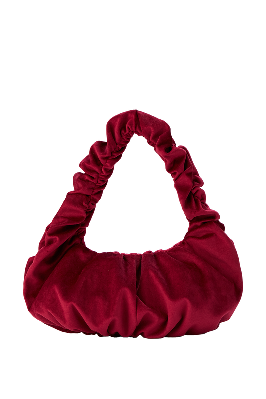 Velvet Croissant Hand Bag - Burgundy