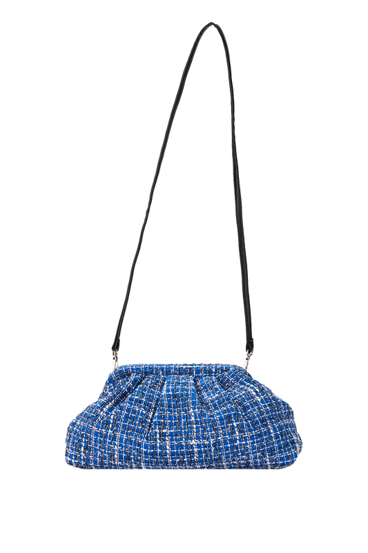 Tweed Pouch Crossbody Bag - Blue