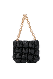 Quilted Vegan Leather Hand Bag - Black
