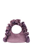 Frill Detail Velvet Shoulder Bag - Lilac