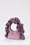 Frill Detail Velvet Shoulder Bag - Lilac