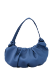 Pleated Satin Shoulder Bag - Blue