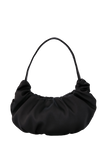 Pleated Satin Shoulder Bag - Black