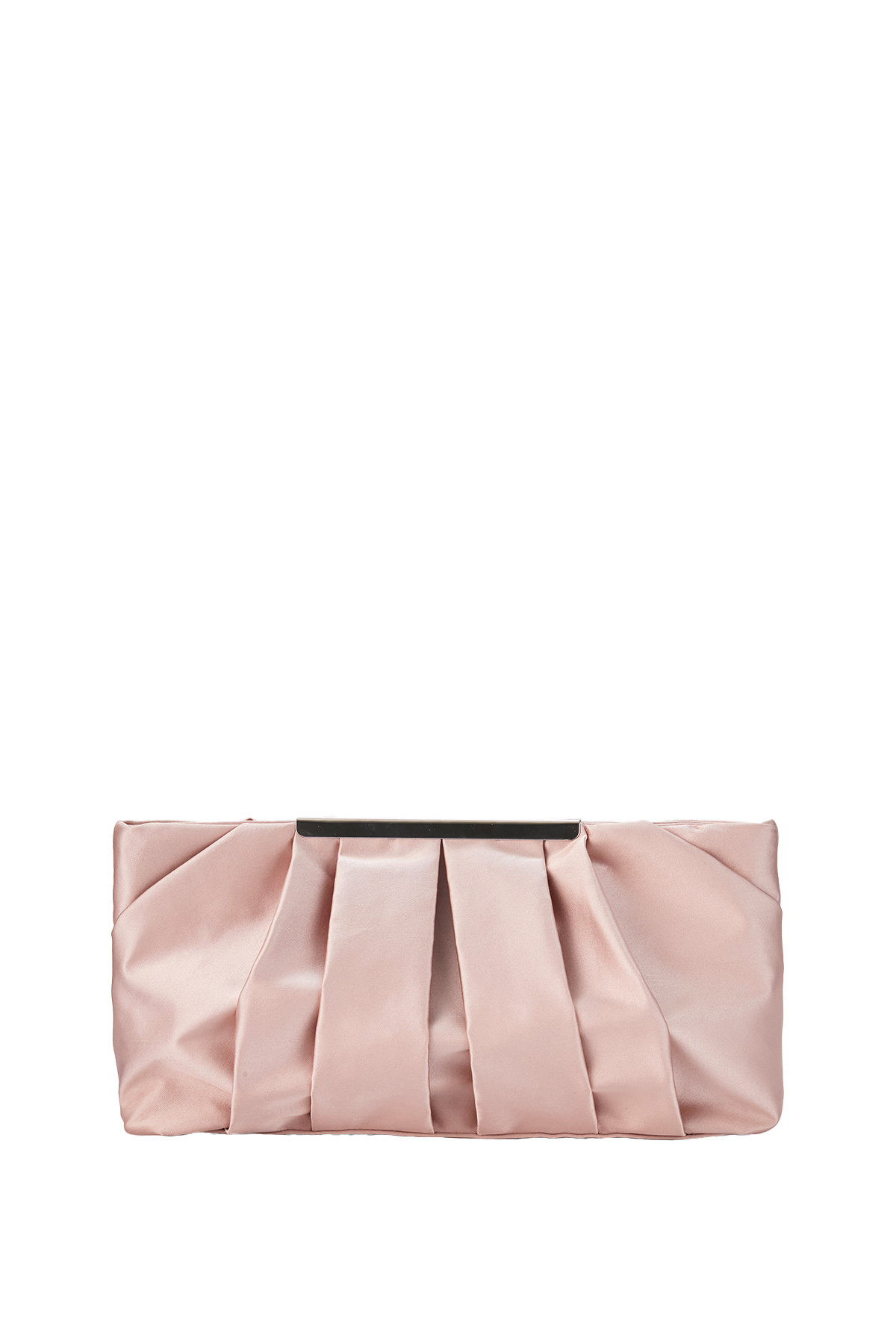 Plissee-Clutch aus Satin – Champagner