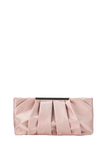 Plissee-Clutch aus Satin – Champagner