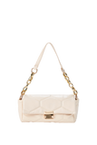 Quilted Vegan Leather Shoulder Bag - Beige