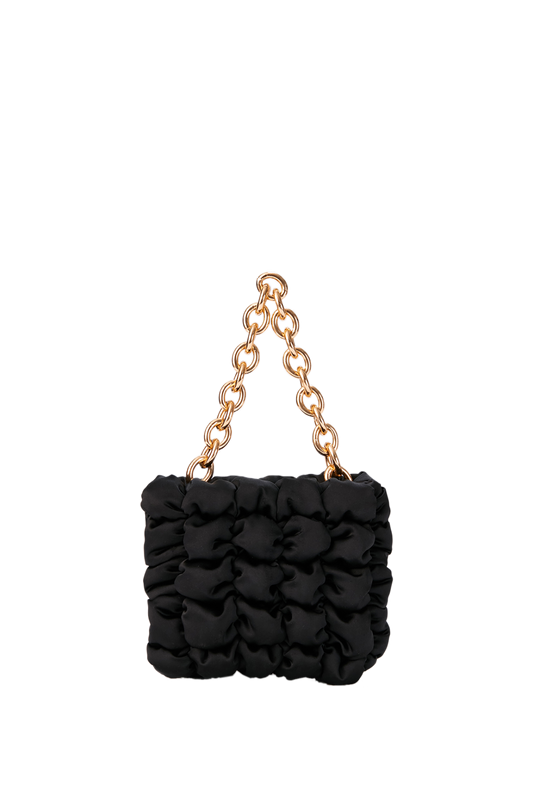 Quilted Satin Handbag - Black