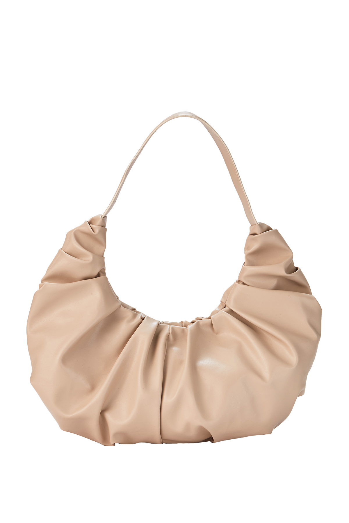 Vegan Leather Shoulder Bag - Nude