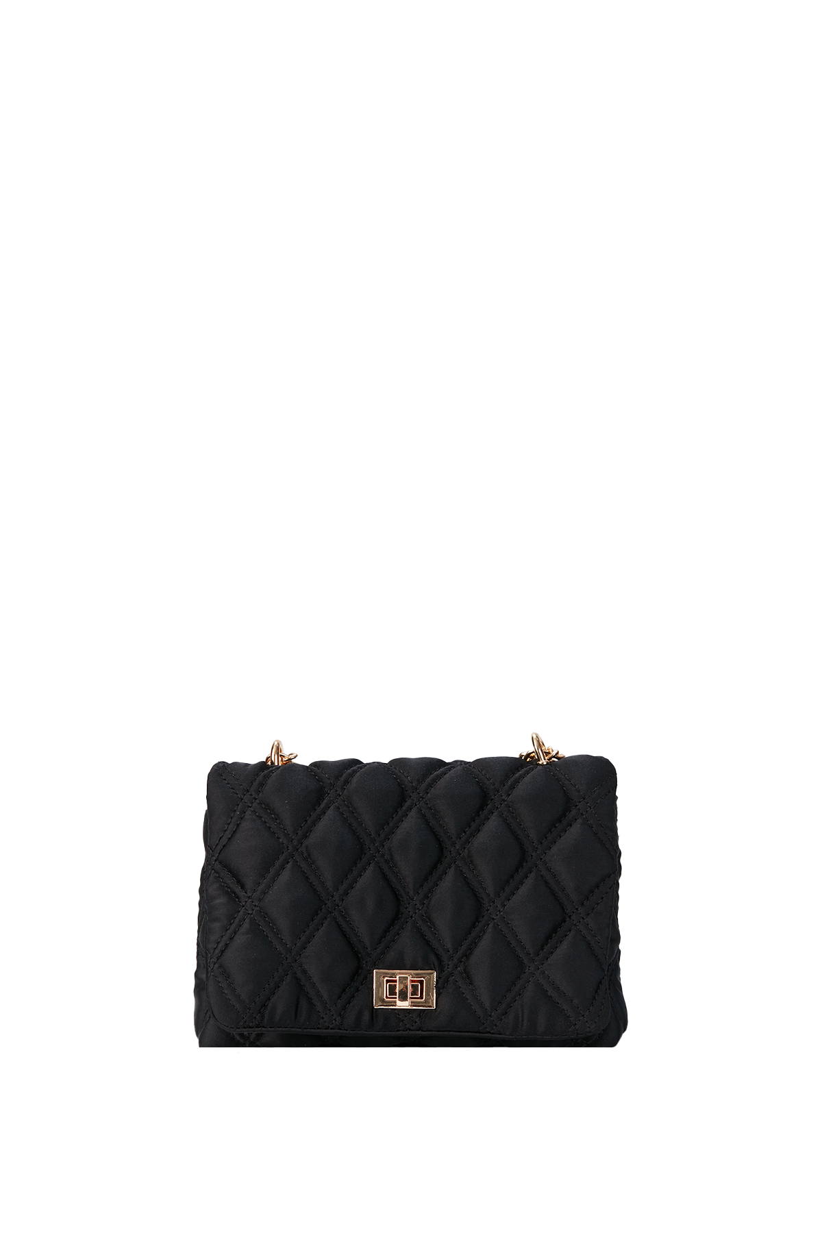 Sac bandoulière en satin matelassé recyclé - Noir