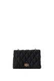 Recycled Quilted Satin Crossbody Bag - Black