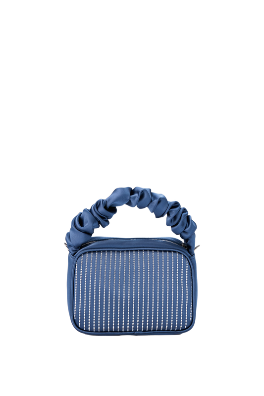 Satin Diamante Camera Bag - Blue