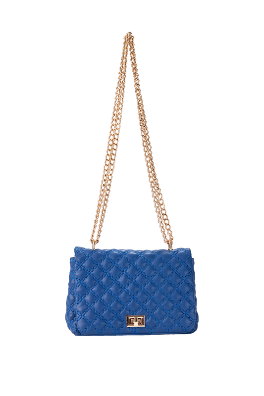 Quilted Plant Based Crossbody Bag - Blue
