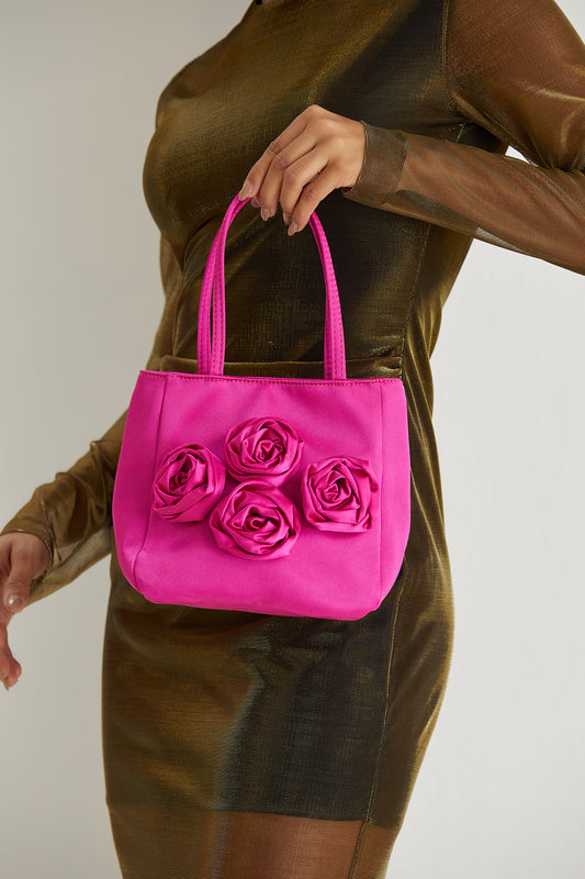 Geblümte Handtasche – Fuchsia Pink