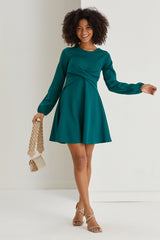 Mini robe trapèze à détail noué - Vert 