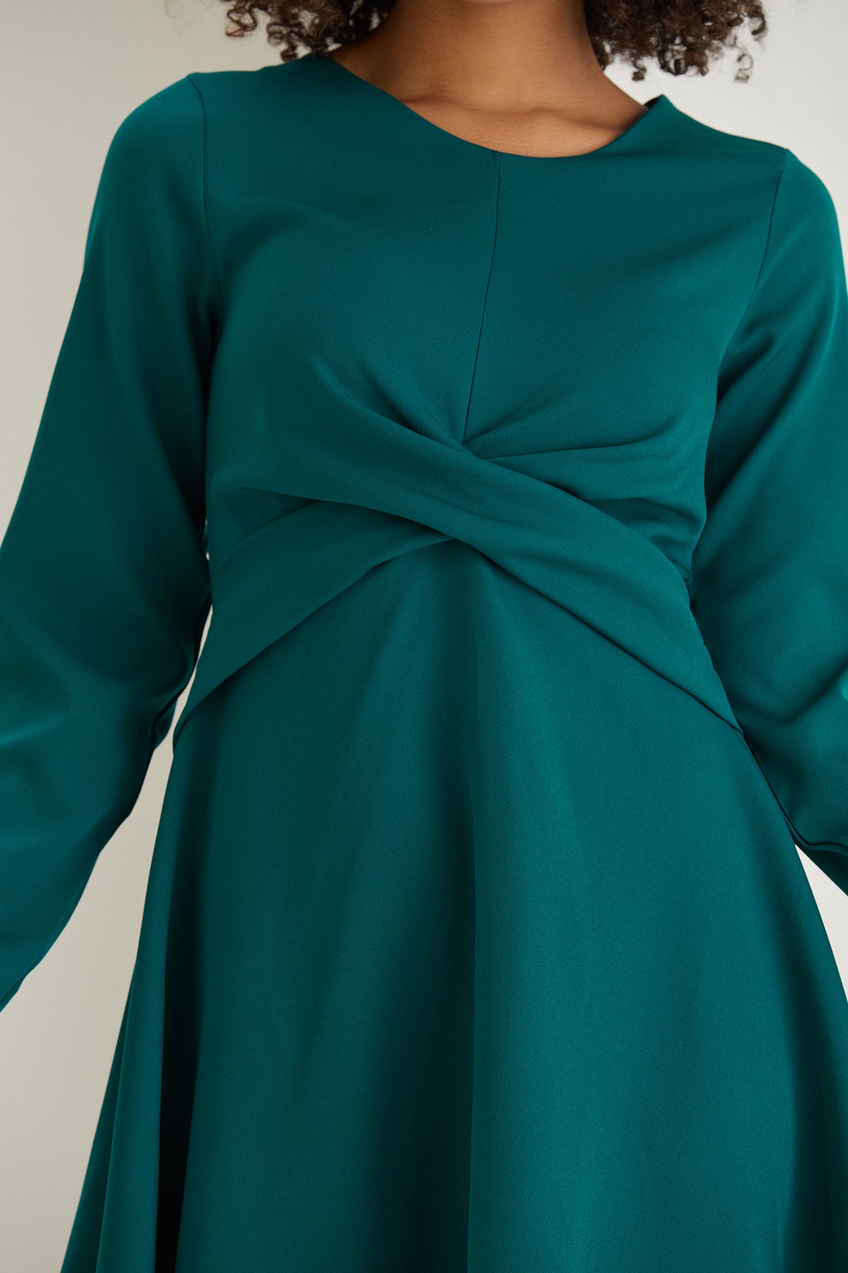 Knot Detail A Line Mini Dress - Green