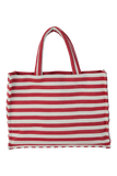 Gestreifte Canvas-Einkaufstasche – Rot und Weiß