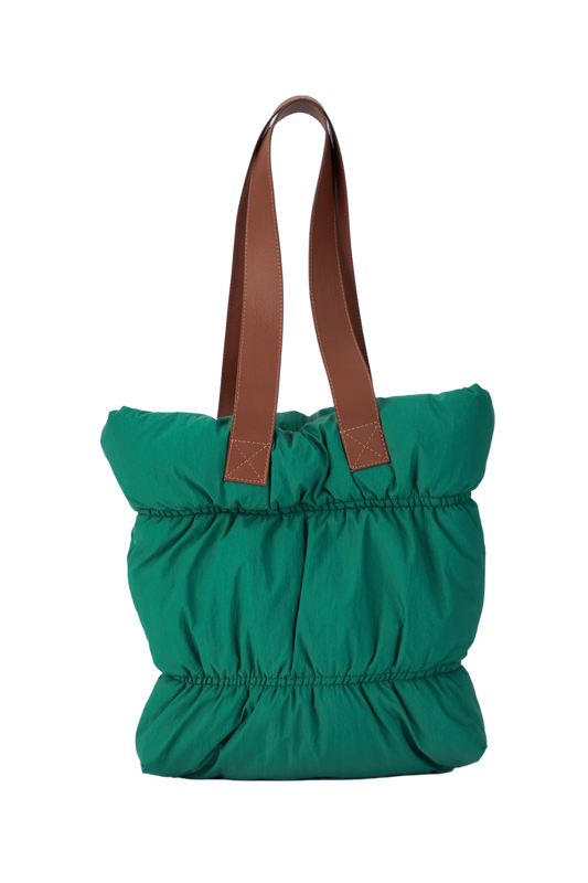 Quilted Puffy Tote Bag - Green – Belissh