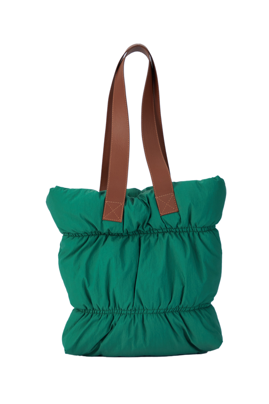 Quilted Puffy Tote Bag - Green