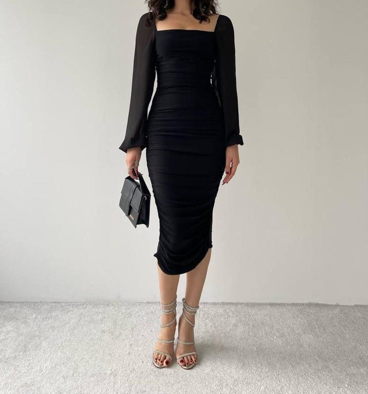 Robe noire sales manche ballon