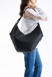 Woven Vegan Leather Large Slouchy Hobo Bag – 2-Piece Set with Matching Clutch - Black