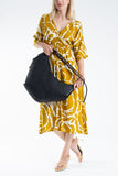 Woven Vegan Leather Large Slouchy Hobo Bag – 2-Piece Set with Matching Clutch - Black