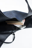 Woven Vegan Leather Large Slouchy Hobo Bag – 2-Piece Set with Matching Clutch - Dark Navy