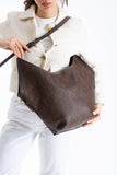 Woven Vegan Leather Large Slouchy Hobo Bag – 2-Piece Set with Matching Clutch - Brown