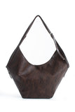 Woven Vegan Leather Large Slouchy Hobo Bag – 2-Piece Set with Matching Clutch - Brown