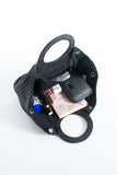Woven  Pu Leather Top Handle Tote Bag with Adjustable  Crossbody Strap - Black