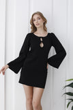 Womens Viscose Bow Detail Mini Dress