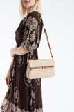 Woven Pu Leather Flap Closure Wristlet & Clutch&Crossbody  3-in-1 - Cream