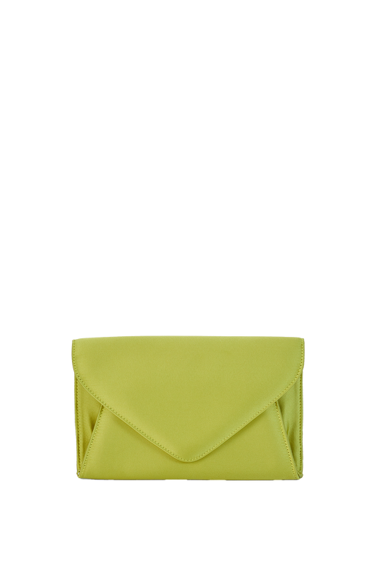 Recycled Satin Clutch Bag - Lime Green