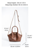 Pu Leather Top Handle Crossbody Bag with Twist Lock Detail - Tan