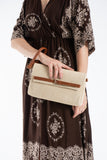 Woven Pu Leather Flap Closure Wristlet & Clutch&Crossbody  3-in-1 - Cream