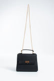 Pu Leather Top Handle Satchel Crossbody Bag - Black
