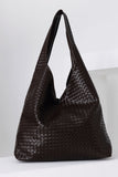 Braided Pu Leather  Slouchy Tote Bag - Brown