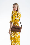 Woven Pu Leather Flap Closure Wristlet & Clutch&Crossbody  3-in-1 - Tan