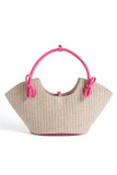 Woven Straw Tote Bag - Pink